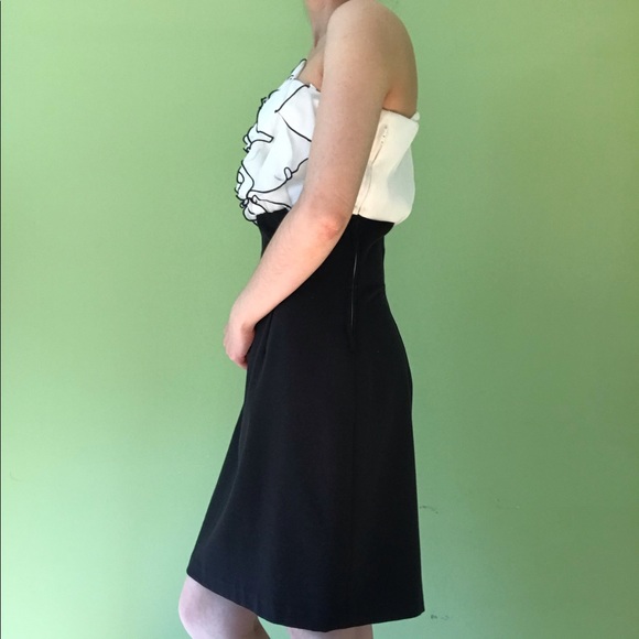 BCX one shoulder white ruffle black skirt dress - Picture 3 of 5